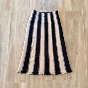 Chic A-Line Skirt with Black and Tan Stripes